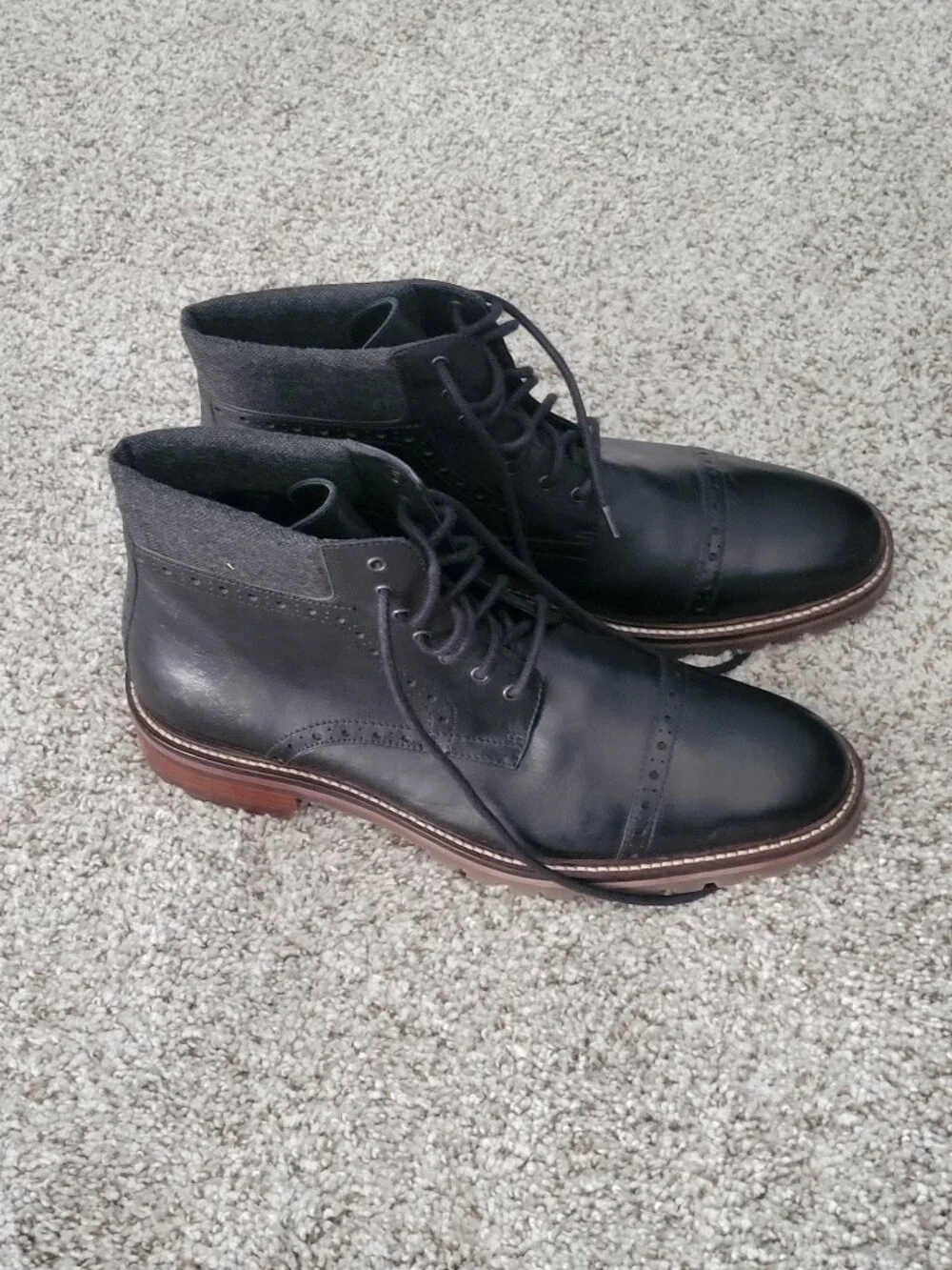 Warfield & Grand Potrero leather lace up boots Black Sz 12 US